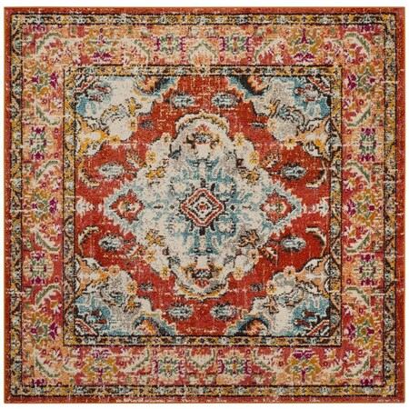 Safavieh 11 x 11 ft. Monaco Power Loomed Square Area Rug Orange & Light Blue MNC243H-11SQ